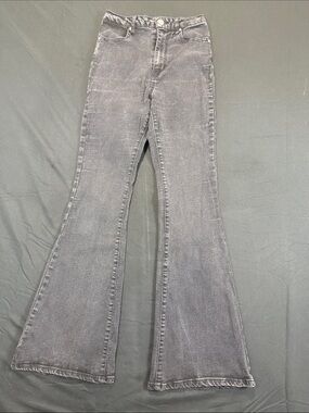 refuge Washed Black High-Rise Flare Jeans Size 5 Grunge Stretch